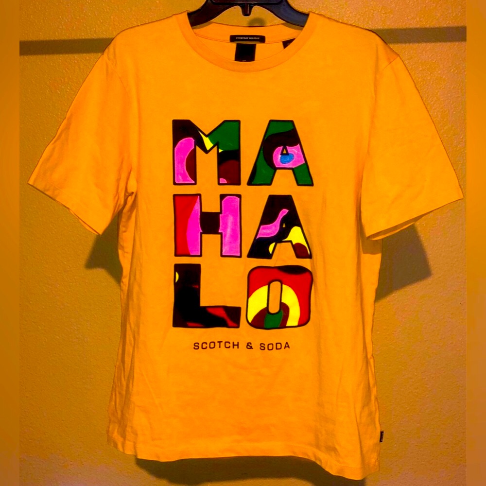 Scotch & Soda Mahalo A Hui Hou Hawaii Tee T-Shirt Guy Men European Fashion M